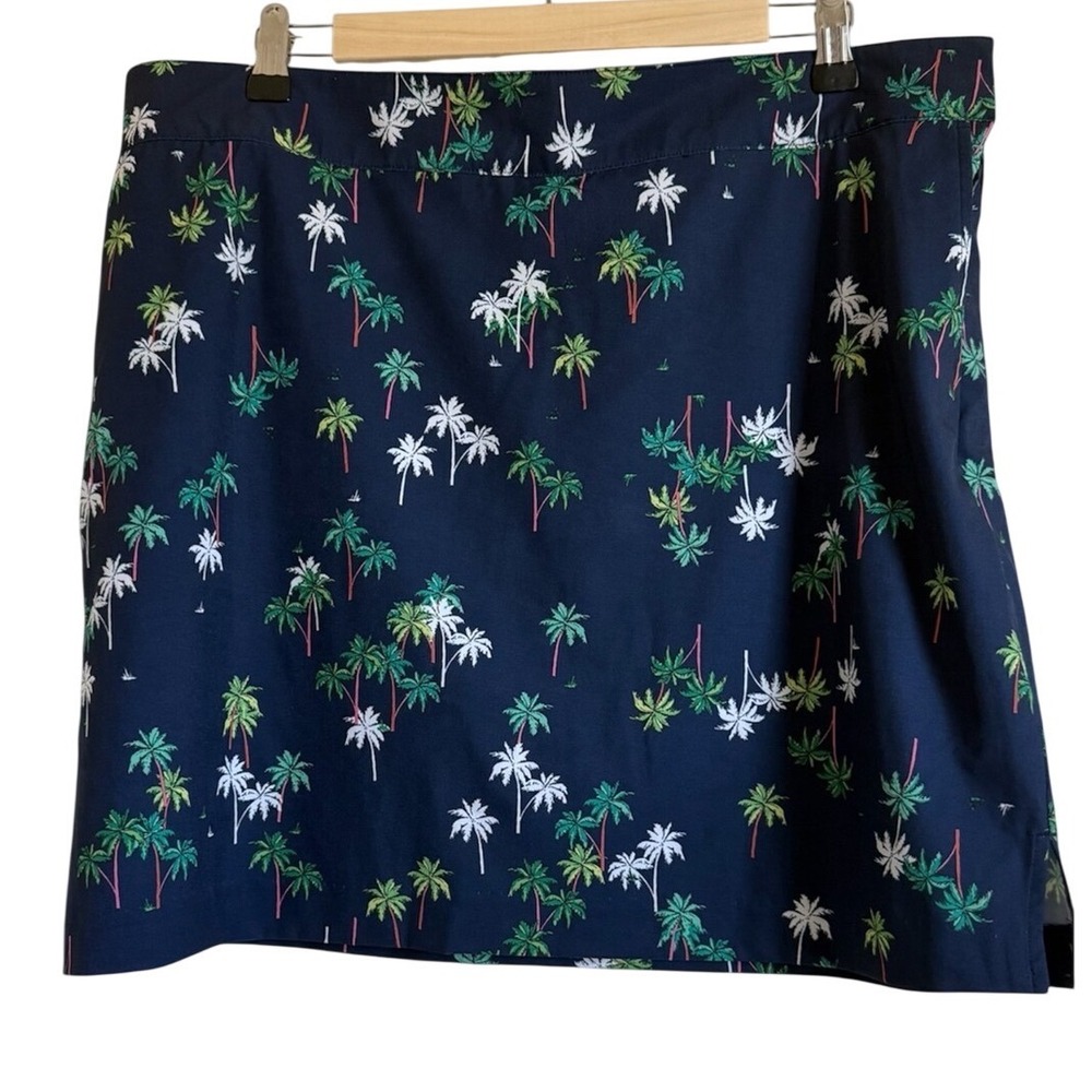 Izod Navy Palm Tree Golf Skort with Green & White Palm Print